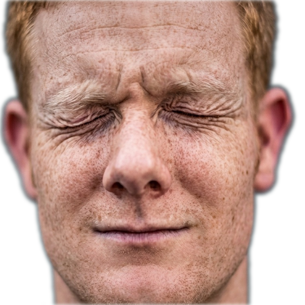A man tightly closing his eyes